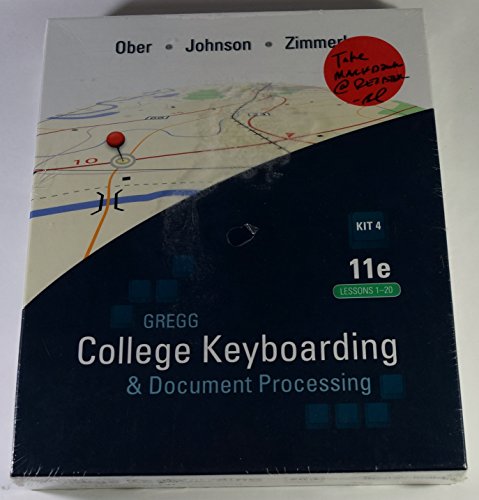 Gregg Coll Keybrdg Etc (Kit 4) (Lessons1-20) (GREGG College Keyboarding & Document Processing Kit 4 11th edition Lessons 1-20) - Click to Buy