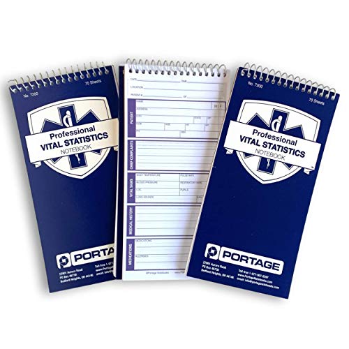 EMT/First Responders Vital Statistics Notebook – 8” x 4” Medical Notebook for Vital Signs and Additional Patient Information – 210 Pages (3 Pack) - Click to Buy