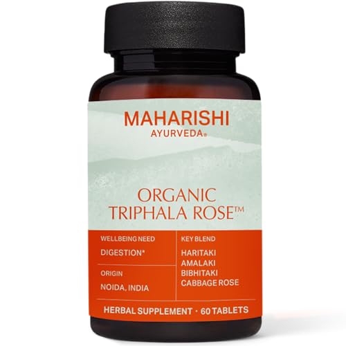 Maharishi Ayurveda - Organic Triphala | Natural Gut Health Supplement with Vijaya Haritaki for Bloating & Occasional Constipation | Vegan & Gluten-Free Digestive Aid (60 Herbal Tablets - 500 mg) - Click to Buy