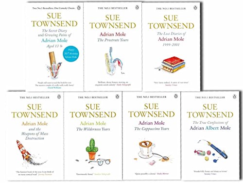 Adrian Mole collection 8 Books set. (Sue Townsend Adrian Mole series collection set.) (The secret diary of Adrian Mole aged 13 ¾, the Growing pains of Adrian Mole, True confessions of Adrian Albert Mole, Adrian Mole: the wilderness year, Adrian Mole the cappuccino year, the lost diaries of Adrian Mole 1999-2001, Adrian Mole and the weapons of Mass Destruction and Adrian Mole the Prostrate year) - Click to Buy