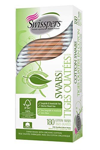 Swisspers Organic Cotton Swabs On Wood Sticks, 180 Count - Click to Buy