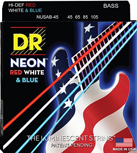 Dr Strings nusab45 45–105 medium set Handmade Neon USA Flagge COATED BASS STRINGS - Click to Buy