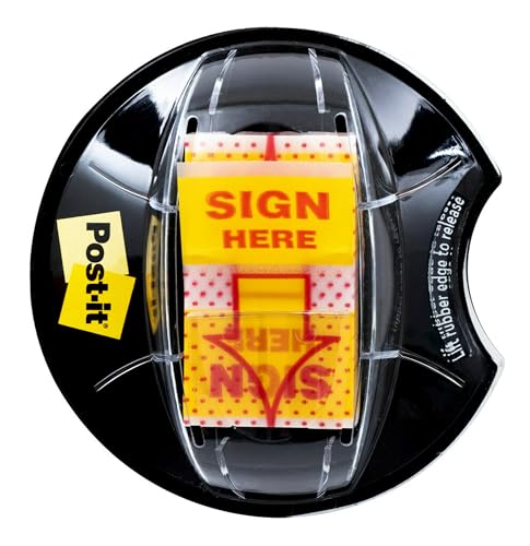 Post-it Flags, "Sign Here", Yellow, 1-Inch Wide, 200/Dispenser (680-HVSH) - Click to Buy