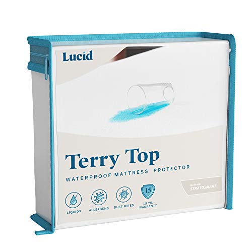 LUCID Premium 100% Waterproof Mattress Protector - Universal Fit, Cotton Terry Top, California King , White - Click to Buy