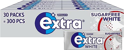 Extra White Sugar-free Chewing Gum Classic Mint Flavour Bright Smile With Xylitol Helps with Oral Hygiene for Healthy Teeth & Gums 30x 10-Packs - Click to Buy