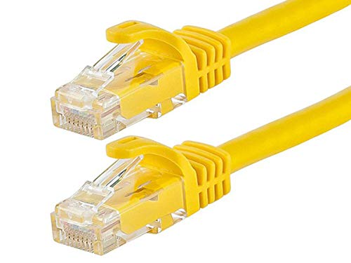 Monoprice Cat6 1ft Yellow Patch Cable UTP 24AWG 550MHz Pure Bare Copper Snagless RJ45 Flexboot Series Ethernet Cable- Pack of 1 - Click to Buy