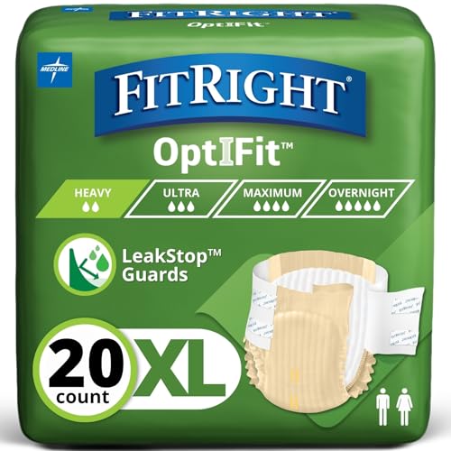FitRight Extra+ Adult Diapers, Disposable Incontinence Briefs, Leak-Proof Diaper, Absorbent Briefs For Men and Women, Maximum Protection, X-Large, 56 – 64 in, 20 briefs per bag - Click to Buy