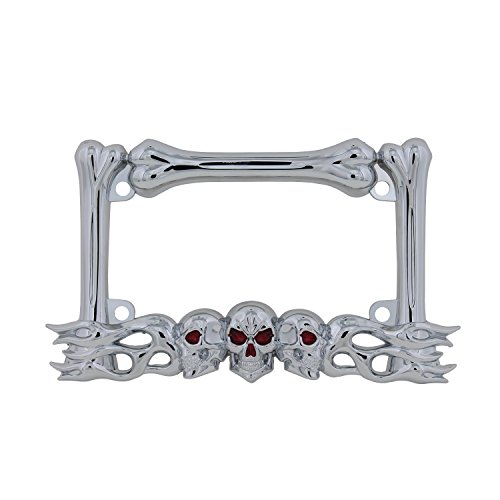 Pilot Automotive WL254-C 'Skull/Flames' Motorcycle License Plate Frame - Click to Buy
