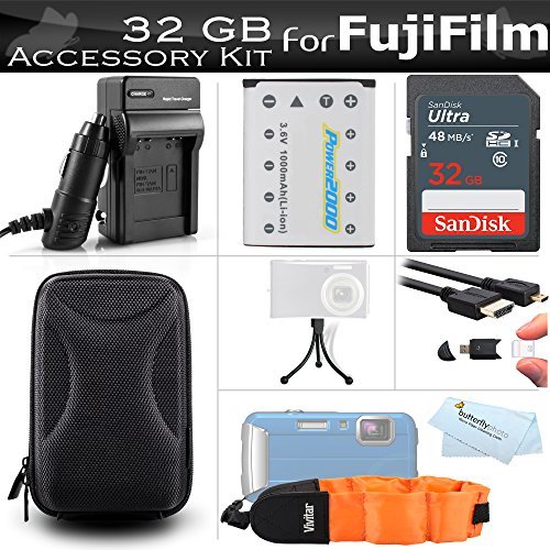 32GB Accessories Kit for Fujifilm FinePix XP70, XP80, XP90, XP120 Waterproof Digital Camera Includes 32GB High Speed SD Memory Card + Replacement NP-45A, NP-45s Battery + Charger + HDMI Cable + Case - Click to Buy