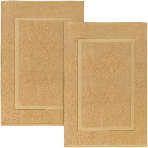 Utopia Towels - Cotton Banded Bath Mats, 2-Pack - [Not a Bathroom Rug] - 21 x 34 Inches, 100% Ring Spun Cotton - Highly Absorbent and Machine Washable Shower Bathroom Floor Towel (Beige) - Click to Buy
