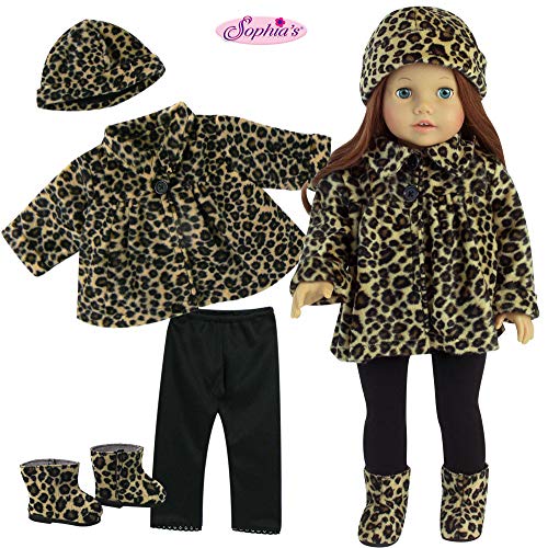 18 Inch Doll Outfit. 4 Piece Animal Print Outfit. Includes Leggings, Jacket, Hat & Boots. - Click to Buy