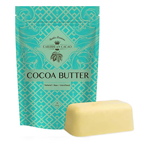 Caribbean Cacao Certified Organic Cocoa Butter, Food-Grade & Edible. Pure, Raw, Unrefined. 10% bonus, 1.1 LB. Incredible Quality and Scent. Use for Baking, Body Butters, and more. - Click to Buy
