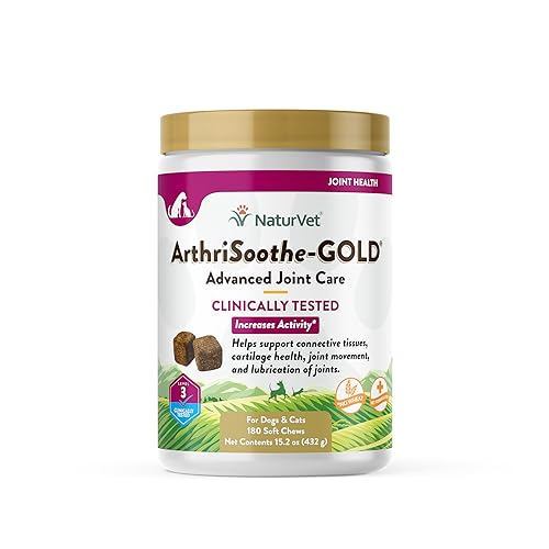 NaturVet ArthriSoothe-Gold Level 3 Advanced Joint Care for Dogs – Soft Chew Dog Supplement with Glucosamine, MSM, Chondroitin & Hyaluronic Acid – Wheat-Free Pet Supplements – 180 Ct. - Click to Buy