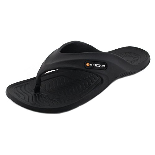 Vertico - Rubber Shower Flip Flops | Quick Dry, Lightweight Protection Sandals - Black (11 US)