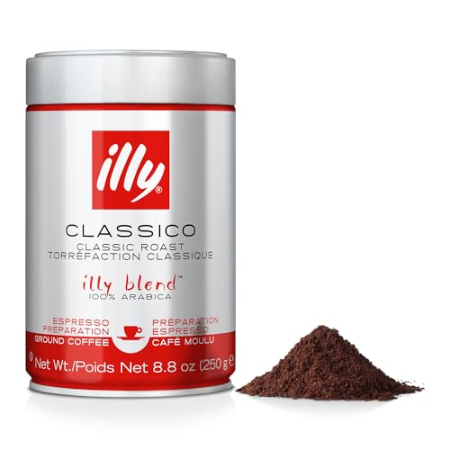 Illy Classico Ground Espresso Coffee, Medium Roast, Classic Roast With Notes Of Chocolate & Caramel, 100% Arabica, No Preservatives, 8.8 Ounce (Pack Of 1) - Click to Buy