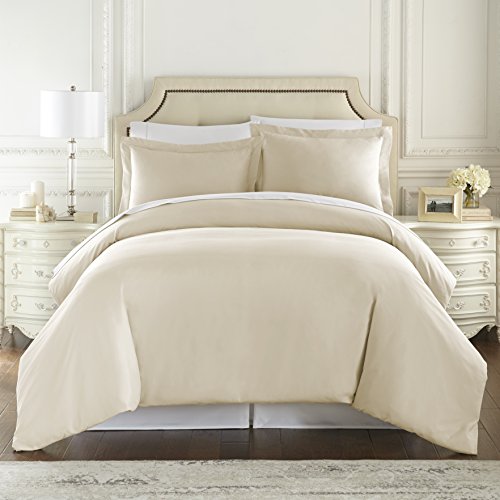 Hotel Luxury 3pc Duvet Cover Set-ON SALE TODAY-1500 Thread Count Egyptian Quality Ultra Silky Soft Top Quality Premium Bedding Collection, 100% Money Back Guarantee -Queen Size Cream - Click to Buy