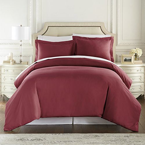 HC Collection Duvet Cover - Burgundy Queen Size Duvet Cover - 3 Piece Soft Breathable Microfiber Duvet Cover Set with Zipper Closure & 2 Pillow Shams