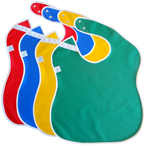 Toppy Toddler Large Waterproof Baby Bibs with Snap Buttons, Boys and Girls Bib Packs, 1-4 years - Click to Buy