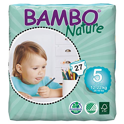Abena Bambo Nature Taille Junior 5 (26–49lb/12–22 kg) – Couches ECO – 27 pièces par lot - Click to Buy