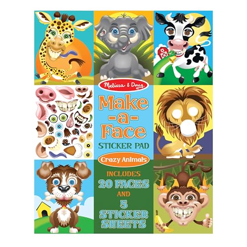Melissa & Doug Make-a-Face Sticker Pad - Crazy Animals, 20 Faces, 5 Sticker Sheets - Click to Buy