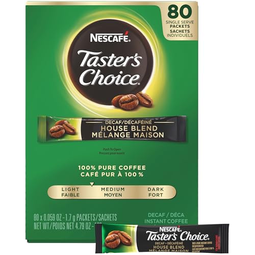 Nescafé Instant Coffee Packets, Decaf, Taster's Choice Light Roast, 1.7 g Singles (Pack of 80) - Click to Buy