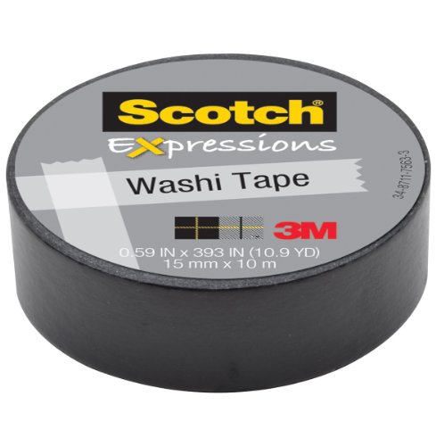 3M C314-BLK Washi Tape, 0.59-Inch x 393-Inch, Black - Click to Buy