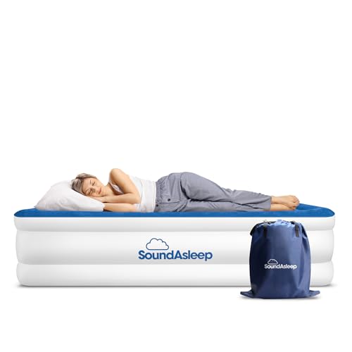 SoundAsleep Dream Series Luxury Air Mattress with ComfortCoil Technology & Built-in High Capacity Pump for Home & Camping- Double Height, Adjustable, Inflatable Blow Up, Portable - Queen Size - Click to Buy