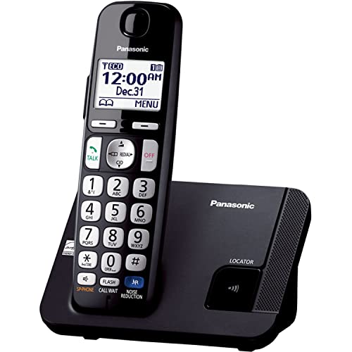 Panasonic Amplified Cordless Phone KX-TGE210B DECT 6.0 with Enhanced Noise Reduction - 1 Handset (Black/Silver) - Click to Buy