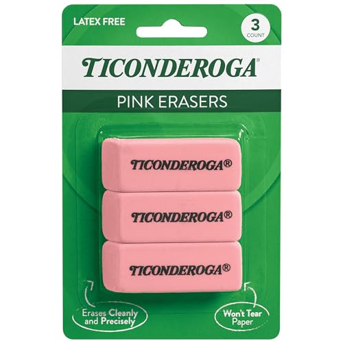 Ticonderoga Wedge Erasers, Pink, 3 Count - Click to Buy