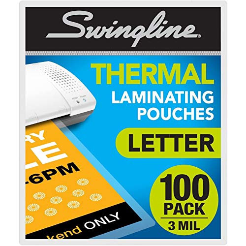 Swingline Thermal Laminating Sheets/Pouches, Letter Size Pouch, Standard Thickness, 100 Pack (3202018) - Click to Buy