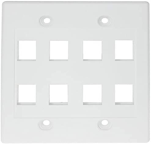RiteAV - Keystone Wall Plate Double Gang 8-Port White (1 Piece Flush) - Click to Buy