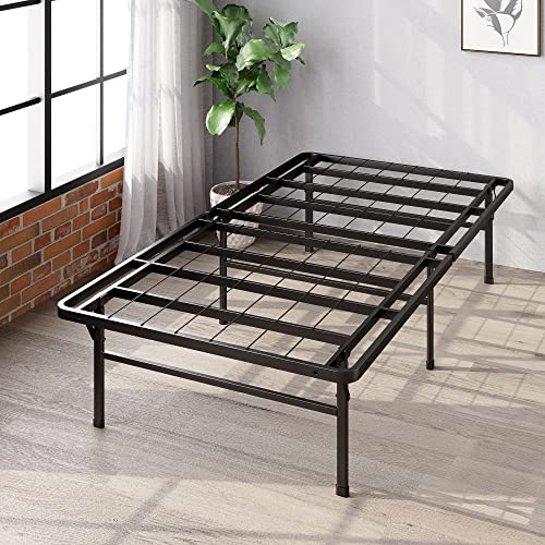 Zinus Twin Bed Frame - SmartBase 14 Inch Deluxe Metal Bed Frame with Steel Slat Support - No Box Spring Needed, Tool-Free Assembly, Heavy Duty Platform Bed Frame with Underbed Storage Space, Twin Size - Click to Buy