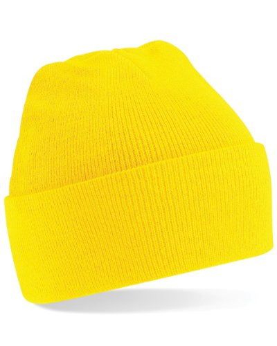 Beechfield - B45 Yellow Classic Cuffed Beanie Hat - Unisex Winter Hat, Classic Knit and One Size Beenie Hat - Double Layer - Click to Buy