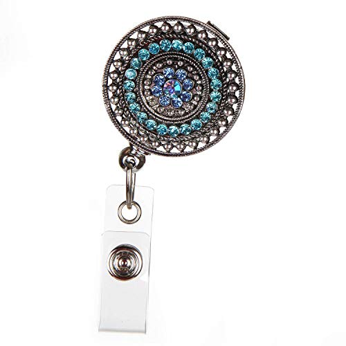 ID AVENUE Retractable Badge Holder 32" Fashionable Badge Reels Retractable for Office Workers Teachers Students Nurses with 360° Swivel Alligator Clip Cute Badge Reel (Razzle Dazzle Teal) - Click to Buy