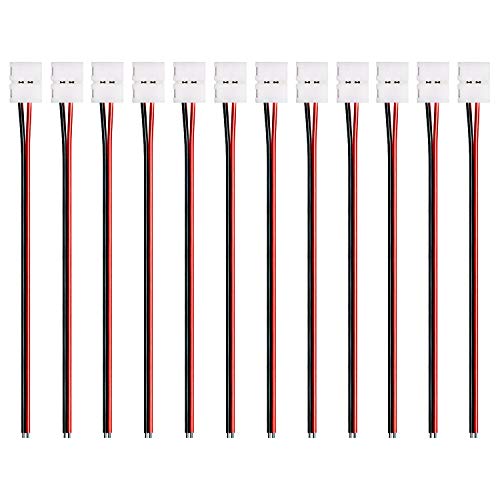 JACKYLED 2835 LED Lights Strip Connector Wire 12-Pack 2 Pin LED Conductor for 8mm Single Color 3528 LED Tape Lights Strip to Strip Jumper - Click to Buy