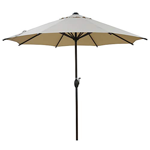 Abba Patio Outdoor 9 Feet Patio Market Table Umbrella with Push Button Tilt and Crank, Beige - Click to Buy