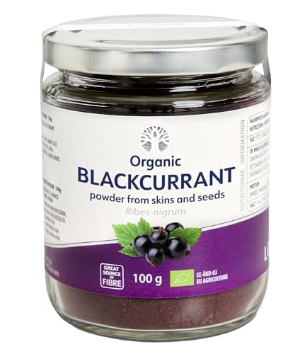 LOOV Organic Blackcurrant Powder (Pomace Powder), 100 g, High in Vitamin C, Made Only from Berry Skins and Seeds, no Added Sugar, Grown in Nordic Climate in Europe - Click to Buy
