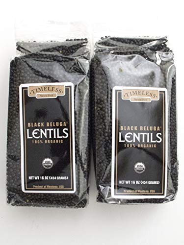 Certified 100% Organic Black Beluga Lentils Montana Pack of 2 454 g 16 oz each - Click to Buy
