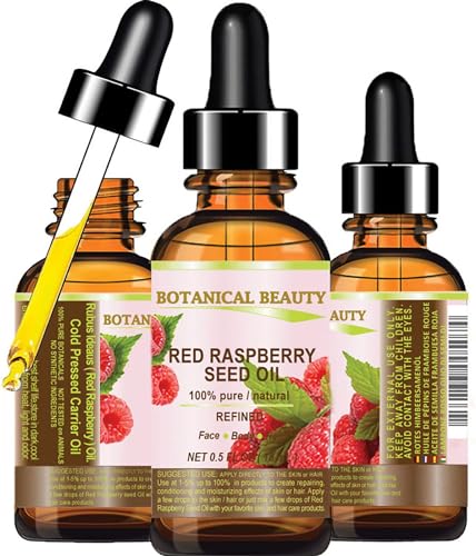 Botanical Beauty Rote Himbeersamen Öl - 100% rein natürlich unverdünnt verfeinert kalt gepresstes Trägeröl - 15ml - für Haut Haare Lippen Nagelpflege - Click to Buy
