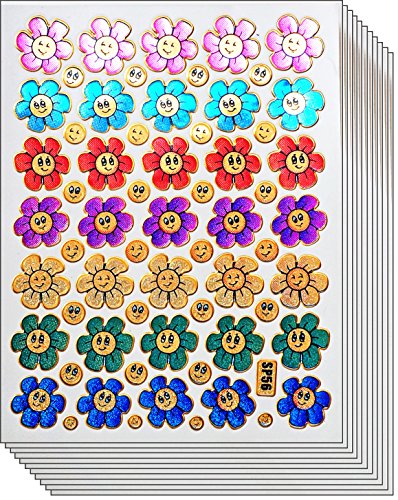 Jazzstick 350 Glitter Smiling Flower Decorative Sticker 10 sheets (VST08A03) - Click to Buy