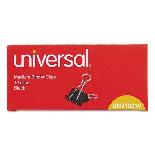 Universal Medium Binder Clips, Steel Wire, 5/8" Cap., 1-1/4" Wide-Black/Silver, 12 ct, 2 pk