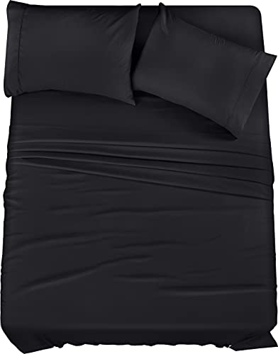 Utopia Bedding Queen Bed Sheet Set - 4 Piece Bedding - Soft Brushed Microfiber Fabric - Shrinkage & Fade Resistant - Easy Care (Black)