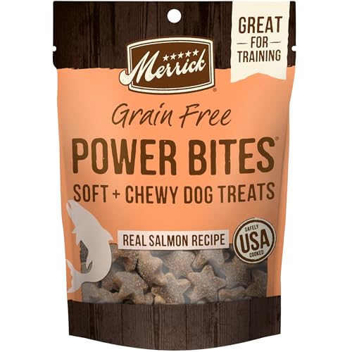 Merrick Power Bites Natural Soft And Chewy Real Meat Dog Treats, Grain Free Snack With Real Salmon Recipe - 6 oz. Bag - Click to Buy