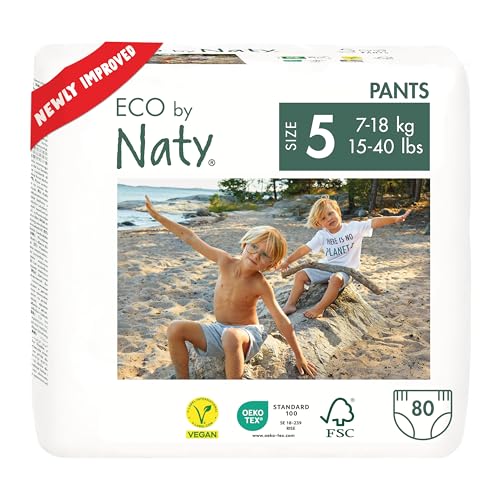 Eco by Naty Pull Ups - Hypoallergenic and Chemical-Free Training Pants, Highly Absorbent and Eco Friendly Pull Ups for Boys and Girls - Size (5) 3T-4T (26-40 lbs) – 80 Count - Click to Buy