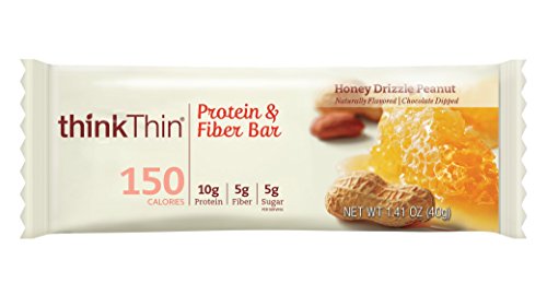 thinkThin Protein & Fiber Bars, Honey Drizzle Peanut (1.41 oz Bar, 10 Count) - Click to Buy