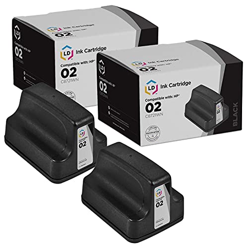 LD © Lot de 2 cartouches d'encre noire reconditionnées pour HP 02 / C8721WN pour imprimante HP Photosmart - Click to Buy