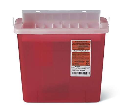 Medline MDS705153H Biohazard Patient Room Sharps Containers, 1.250 gal, Red - Click to Buy