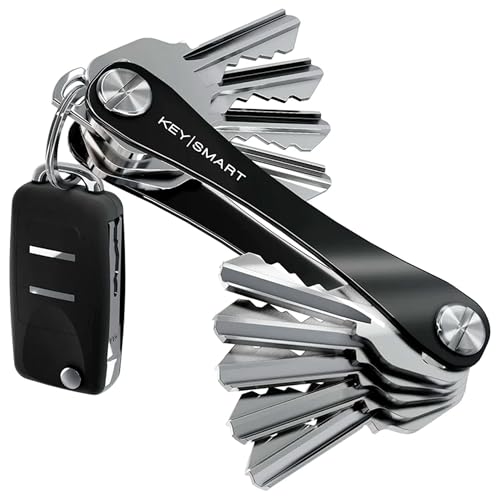 KeySmart - Compact Key Holder and Keychain Organizer - Smart and Lightweight Key Holder with Loop Piece Included Idea (up to 14 Keys, Black) - Click to Buy
