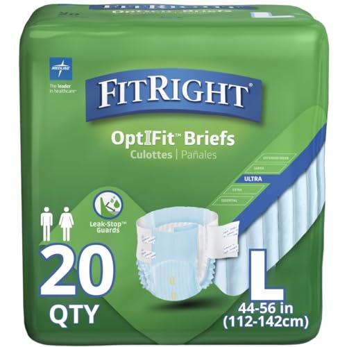 FitRight Ultra Adult Incontinence Briefs, Size Large, For Waist Size 44"-56", Case of 80 - Click to Buy