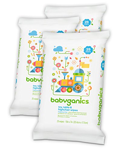 Babyganics - Toy, Table & Highchair Wipes Fragrance Free 25 Count 184116 - Click to Buy